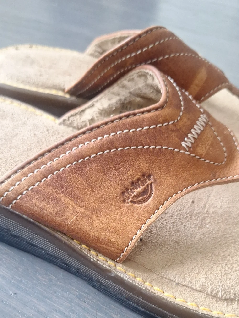 Dr. Martens Retro Chunky Brown Leather Flip Flop Thong Sandals Slides Men Size 6